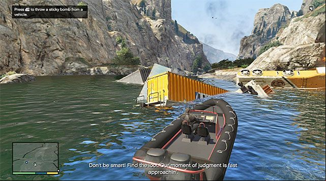 Wait until you cut to Michael and set out, on the boat (Nagasaki Dinghy), towards the more distant of the two bridges that you can see in the distance - GTA 5: Derailed walkthrough - Main missions - GTA 5 Guide