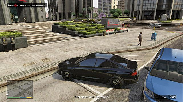 Michael and Franklin need to examine the region of the banks entrance - GTA 5: Surveying the Score walkthrough - Main missions - GTA 5 Guide
