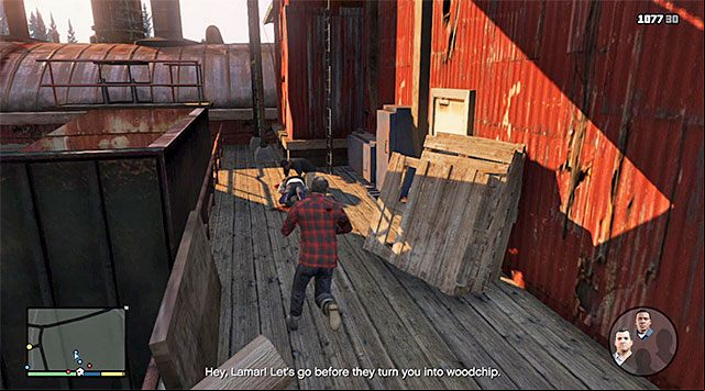 Lamar is being kept outside of the main building, in the place shown in the above screenshot - GTA 5: Lamar Down walkthrough - Main missions - GTA 5 Guide
