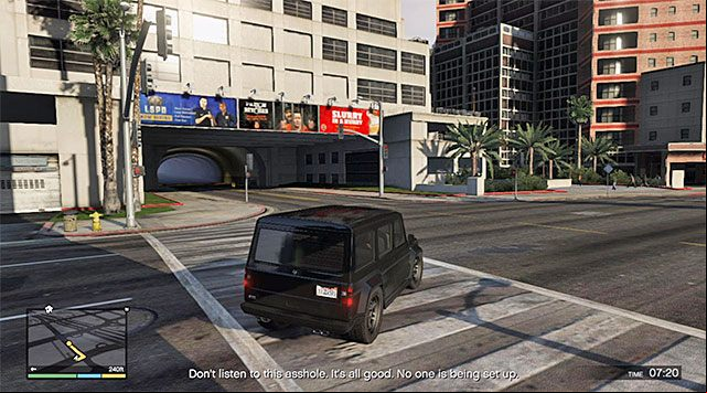 The tunnel that you need to wait for the convoy in - GTA 5: The Big Score 2, the Subtle variant walkthrough - Main missions - GTA 5 Guide