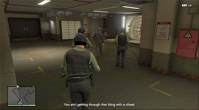 Keep following the bank manager and do not use guns - GTA 5: The Big Score 2, the Subtle variant walkthrough - Main missions - GTA 5 Guide