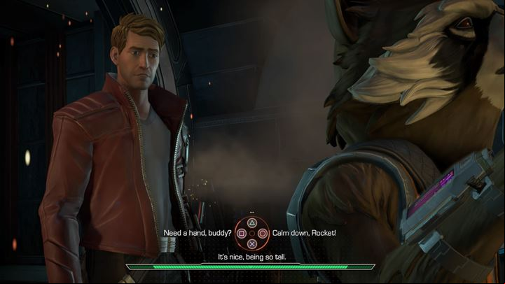 Unbuckle your belt and free yourself from the chair - An alien planet | Episode 1 - Tangled Up in Blue - Episode 1 - Tangled Up in Blue - Marvels Guardians of the Galaxy: The Telltale Series Game Guide