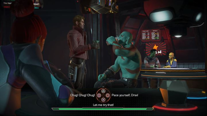 Youve used the opportunity to approach Drax - Knowhere - celebrating victory | Episode 1 - Tangled Up in Blue - Episode 1 - Tangled Up in Blue - Marvels Guardians of the Galaxy: The Telltale Series Game Guide