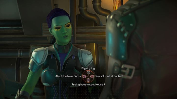 Proceed to the bridge, where youll find Gamora - Back on the ship | Episode 1 - Tangled Up in Blue - Episode 1 - Tangled Up in Blue - Marvels Guardians of the Galaxy: The Telltale Series Game Guide