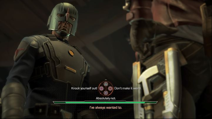 Youve reached the meet location - Handing the body over to Nova Corps | Episode 1 - Tangled Up in Blue - Episode 1 - Tangled Up in Blue - Marvels Guardians of the Galaxy: The Telltale Series Game Guide