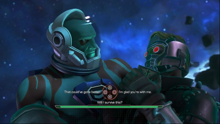 The aftermath of the fight sees Peter get grievously injured - The enemy ship | Episode 1 - Tangled Up in Blue - Episode 1 - Tangled Up in Blue - Marvels Guardians of the Galaxy: The Telltale Series Game Guide