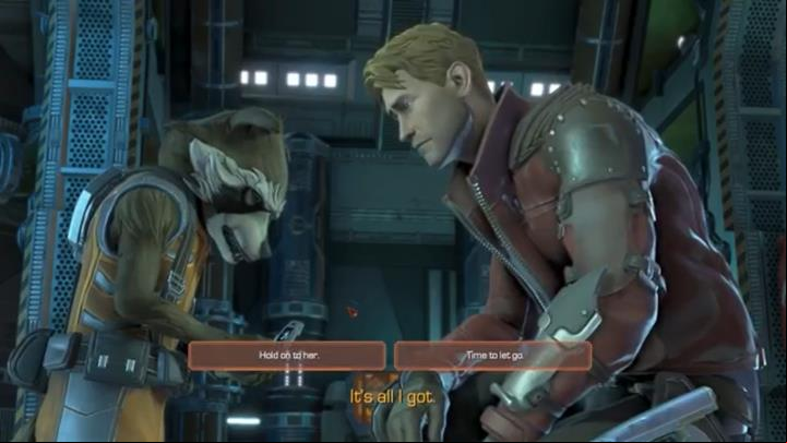 This choice occurs in Chapter 6 - Important choices | Episode 2 - Under Pressure - Episode 2 - Under Pressure - Marvels Guardians of the Galaxy: The Telltale Series Game Guide