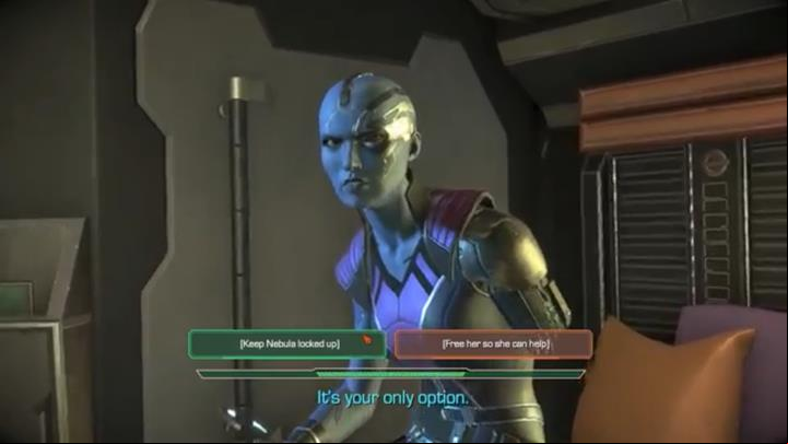 The last choice occurs at the end of Chapter 6 when the Guardians ship falls under enemies attack - Important choices | Episode 2 - Under Pressure - Episode 2 - Under Pressure - Marvels Guardians of the Galaxy: The Telltale Series Game Guide