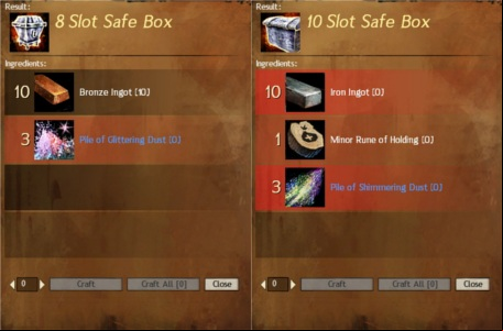 More capacious boxes required materials of better quality. - Professions - Crafting - Guild Wars 2 - Game Guide and Walkthrough
