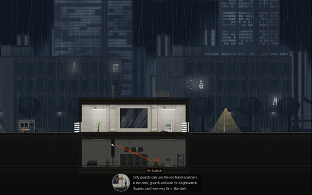 Go inside and then jump on one of the Normal Guards, like on the picture above - #2 - Rooke: Guarded - Walkthrough - Gunpoint - Game Guide and Walkthrough