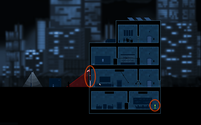 You need to open the closed door in front of you in order to get inside the building - #6 - Collins: innocent - Walkthrough - Gunpoint - Game Guide and Walkthrough