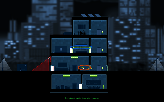 After you've done that, get back on the first floor and connect the light switch to the activation of the door (like in the picture above) - #6 - Collins: innocent - Walkthrough - Gunpoint - Game Guide and Walkthrough