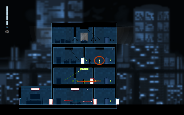 Then connect the green light switch located right next to the elevator with the activation of the only closed door on that floor - #12 - Anonymous: The Collins Case - Walkthrough - Gunpoint - Game Guide and Walkthrough