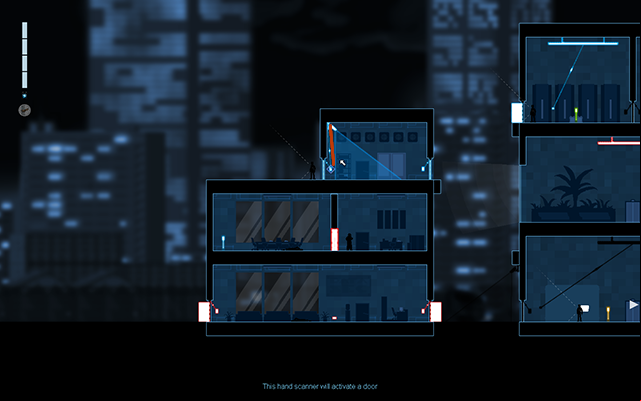 Now connect the blue camera with the activation of the door located below it - #13 - Rooke: The Trace - Walkthrough - Gunpoint - Game Guide and Walkthrough