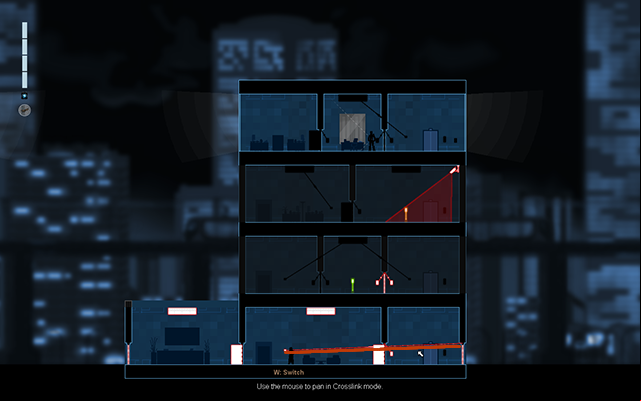 Jump to the next building and connect the light switch on the first floor with the closed exit door - #15 - Mayfield: The Suspect - Walkthrough - Gunpoint - Game Guide and Walkthrough