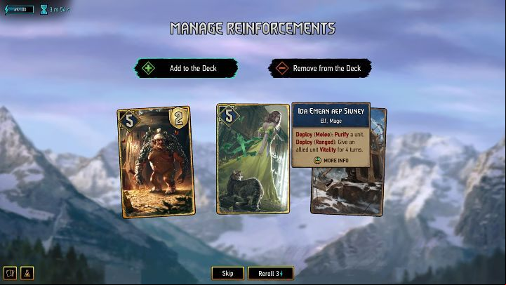 After defeating regular opponents, you will be able to add one random card to your deck or remove one card from it - Gwent Rogue Mage: Beginners guide - Basics - Gwent Rogue Mage Guide