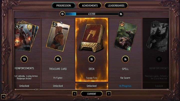 Here you can check your experience level, as well as the rewards you have unlocked and what ones await you - Gwent Rogue Mage: Laboratory - Basics - Gwent Rogue Mage Guide