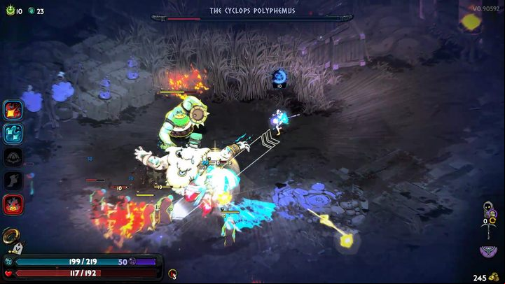Polyphemus is blind and may lose sight of you, and this is when he will struggle to listen for your movements - Hades 2: How to defeat Polyphemus? - Bosses - Hades 2 Guide