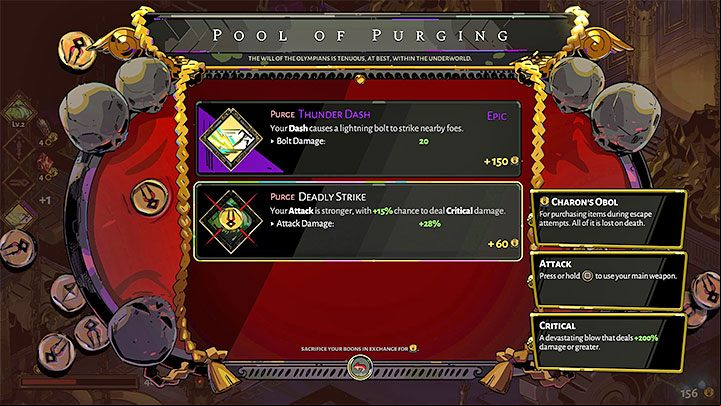 An interesting way to earn obols is selling your boons at the Pool of Purging - Hades: Charons Obol, Nectar and Darkness - Basics - Hades Guide
