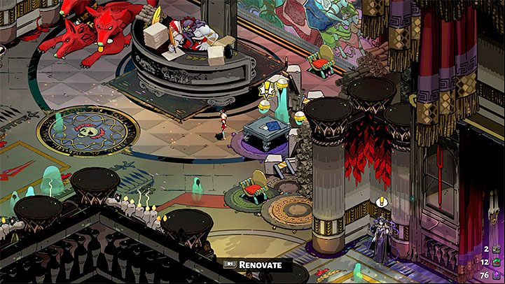 In the main hall of the House you can meet Hades, Cerberus and the House Contractor - Hades: House Of Hades - Basics - Hades Guide