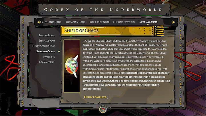 The Shield of Chaos is a universal weapon which works well both for long-distance and close-combat - Hades: Shield of Chaos - In-game weapons - Hades Guide