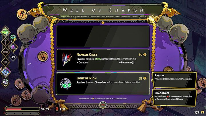 Note that Ixion Light items can be found in shops and Wells of Charon - Hades: Chaos - how to unlock? - FAQ - Hades Guide