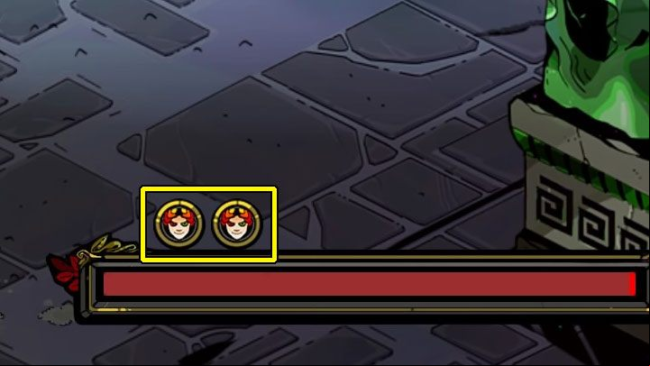 The number of available rebirths is displayed above the health bar - Hades: Death - How to avoid it? - FAQ - Hades Guide