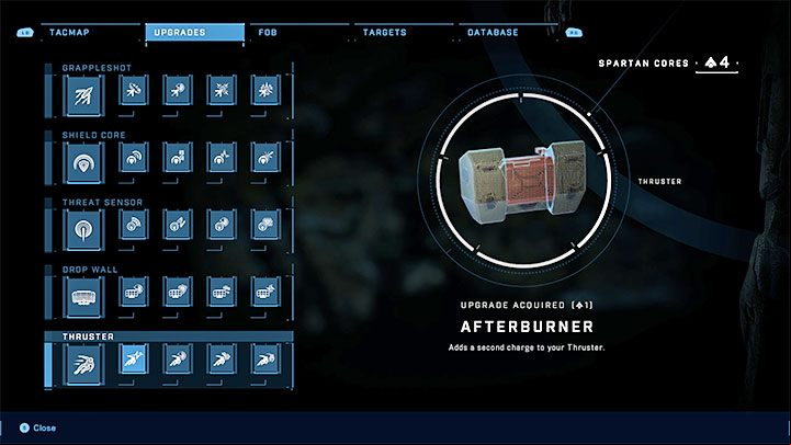 If you still plan to develop the Thruster, consider unlocking Grappleshot - Halo Infinite: Upgrades - new gadgets - Basics - Halo Infinite Guide