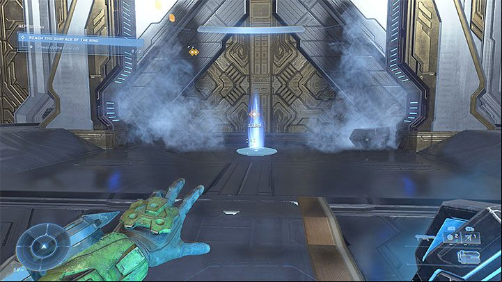 Once you pick up a power seed, you don't have to go all the way back to the top because teleporters will appear in the rooms - Halo Infinite: Repository - walkthrough - Main missions - Halo Infinite Guide