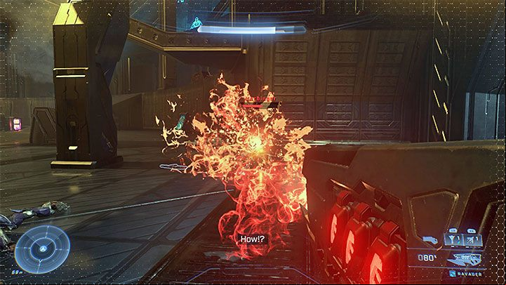 You must attack Harbinger until you drain her entire shield bar ( to keep attacking the boss because if you stay idle for too long, the white bar will be renewed) - Halo Infinite: Silent Auditorium - walkthrough - Main missions - Halo Infinite Guide