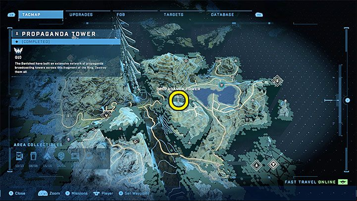 The tower is in the north-eastern part of the region - Halo Infinite: Propaganda towers (Reformation) - Reformation - Halo Infinite Guide