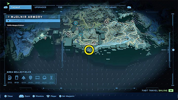 The armory is at the southern end of the region - Halo Infinite: Mjolnir Armory and Spartan Cores (Reformation) - Reformation - Halo Infinite Guide
