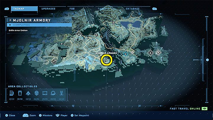 The armory is in the southern part of the region - Halo Infinite: Mjolnir Armory and Spartan Cores (Reformation) - Reformation - Halo Infinite Guide