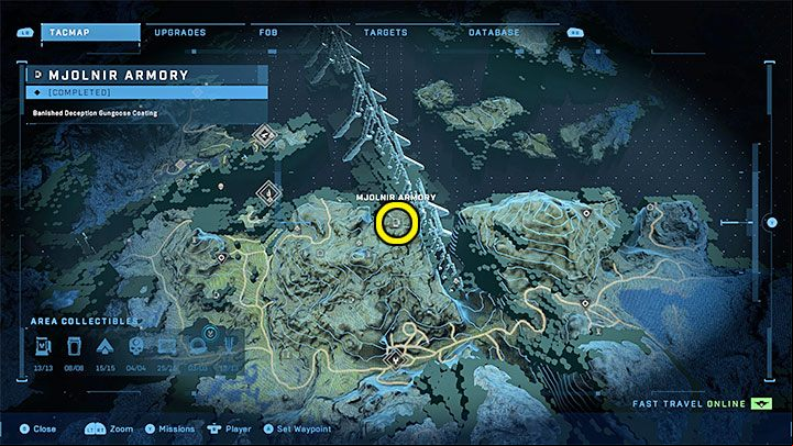 The armory is in the northern part of the region - Halo Infinite: Mjolnir Armory and Spartan Cores (Reformation) - Reformation - Halo Infinite Guide
