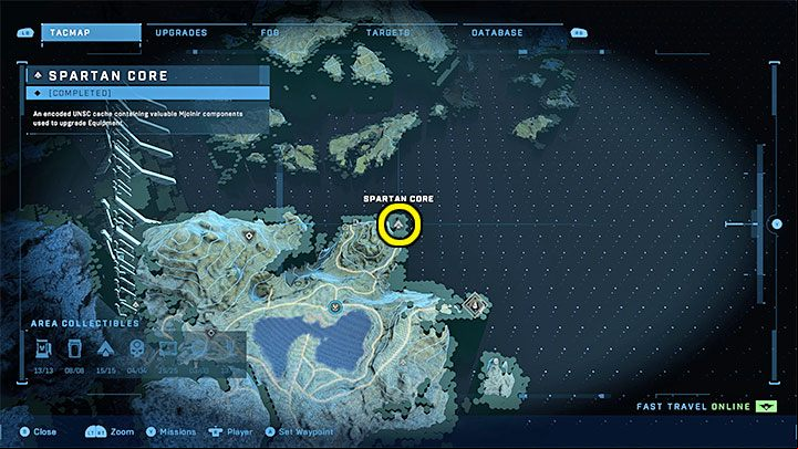 The core is in the north-eastern corner of the region - Halo Infinite: Mjolnir Armory and Spartan Cores (Reformation) - Reformation - Halo Infinite Guide