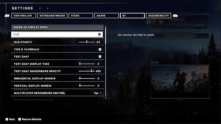 All settings related to HUD can be found in the Interface (UI) tab in options - Halo Infinite: HUD - disabling or modifing - Appendix - Halo Infinite Guide