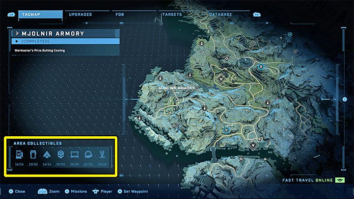 The game has a built-in mechanism that will help you collect 100% of the aforementioned types of secrets - Halo Infinite: Secrets - list of all and basic information - Secrets & Collectibles - Halo Infinite Guide