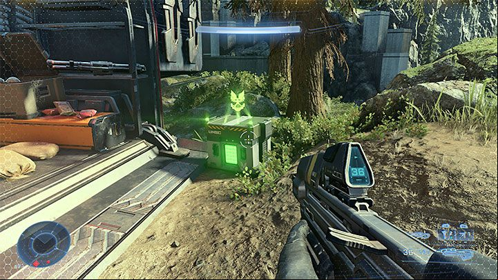 The last, third, core is next to the buildings located under the helipad - Halo Infinite: Outpost Tremonius (Ringfall) - collectibles, Spartan Cores, Audio Logs - Fallout - Halo Infinite Guide