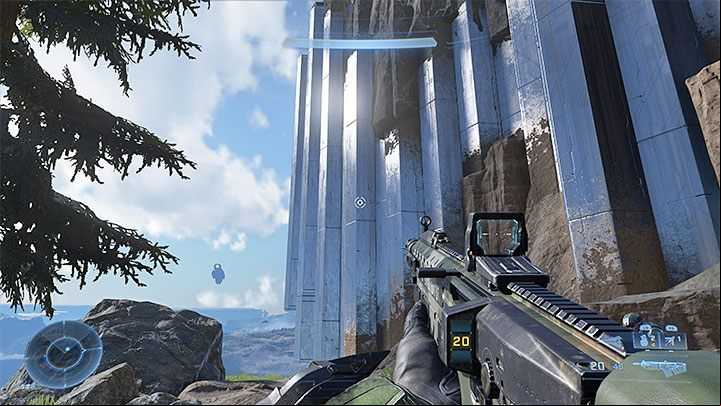 Continue westbound until you reach the great divide and will see a metal wall on the right side (see screen) - Halo Infinite: Fog, 7th skull (open world) - location, where to find? - Skulls - Halo Infinite Guide