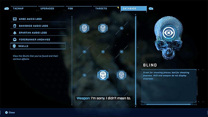 The skull disables all HUD ( interface) - Halo Infinite: Blind, 8th skull (open world) - location, where to find? - Skulls - Halo Infinite Guide