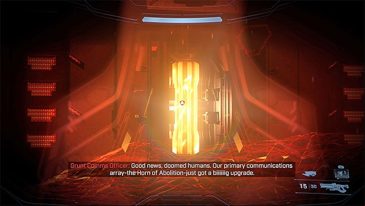 Inside each AA gun, you need to interact with the console to expose the core and then use any weapon to destroy said core - Halo Infinite: Pelican Down - walkthrough - Main missions - Halo Infinite Guide