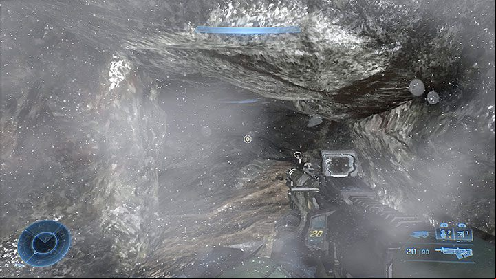 If you've managed to climb onto the small shelf by the waterfall you should notice a hole you can squeeze through - Halo Infinite: Black Eye, 11th skull (open world) - location, where to find? - Skulls - Halo Infinite Guide