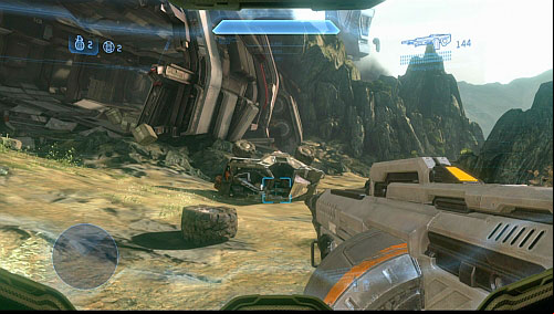 When you exit a cave, turn left and follow the path leading to Warthog (one more is located inside the ship on the left) - Get to the rallying point - Requiem - Halo 4 - Game Guide and Walkthrough