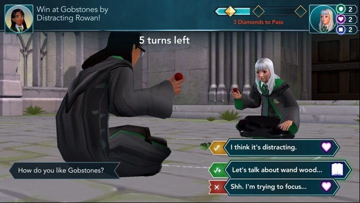 You can quickly develop the friendship by playing gobstones - Relationships in Harry Potter The Hogwarts Mystery - Basic tips - Harry Potter: The Hogwarts Mystery Game Guide