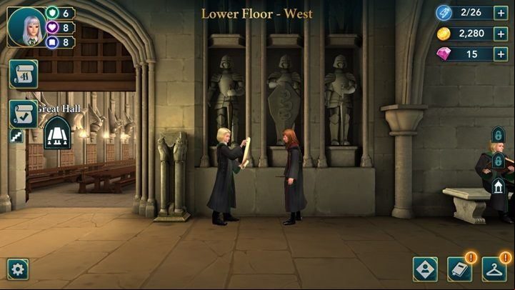 Click on the knight with a sword - How to regenerate energy in Harry Potter The Hogwarts Mystery? - Basic tips - Harry Potter: The Hogwarts Mystery Game Guide