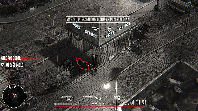 There is a bulletproof vest located in the building with a Port Office Logo. - Mission 2 - Marina | Walkthrough - Walkthrough - Hatred Game Guide & Walkthrough
