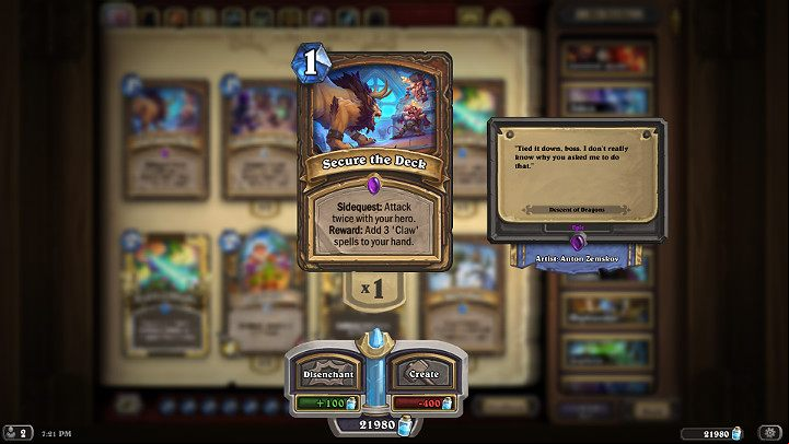 Sidequest is a new kind of spell in Hearthstone that has been added in the Descent of Dragons expansion set - Descent of Dragons - Sidequests - Hearthstone Expansions - Hearthstone: Heroes of Warcraft Game Guide