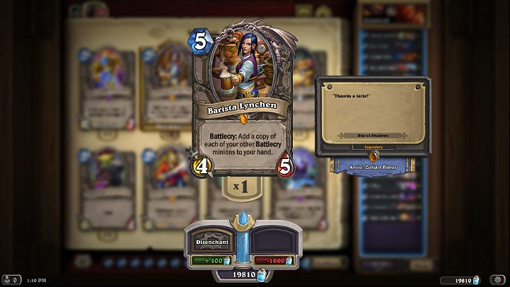 Barista Lynchen is a card that copies all friendly minions with Battlecry on the board and adds them to your hand - Warrior - effective deck - Descent of Dragons - Descent of Dragons - Hearthstone: Heroes of Warcraft Game Guide