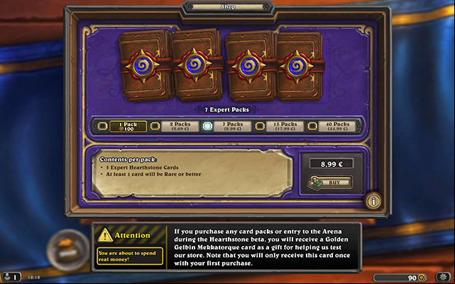 The shop is a place where you can buy card packs that are necessary to play the game - The Store | The basics - The Basics - Hearthstone: Heroes of Warcraft Game Guide
