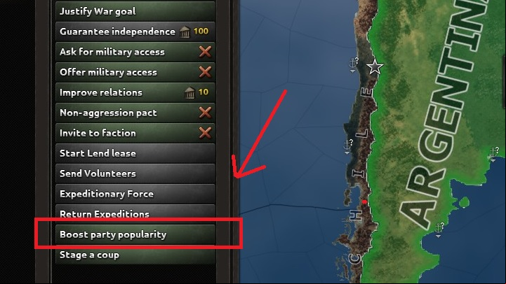 From among the available options, select Boost Part Popularity - 10 simple steps for beginners - Basics - Hearts of Iron IV Game Guide